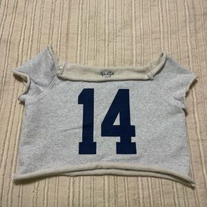 John Gault Off The Shoulder “14” Cropped Sweatshirt
